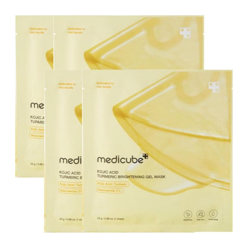 MEDICUBE Kojicsyre Gurkemeie Oppklarende Gel Maskepakke (4 ark)