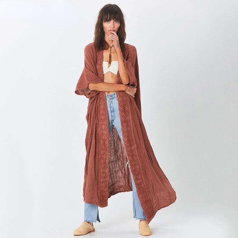 Kimono Cardigan Dame Ensfarget Blonder Pluss Størrelse Casual Pareo for Strandantrekk Sommer Cover-ups for Badetøy cm Svart
