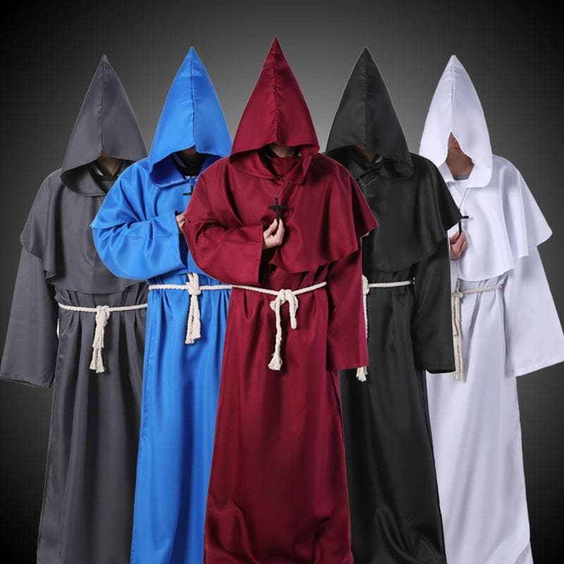Scione Wizard Costume Cosplay Middelaldermunk Friar Kjole Prestekostyme Gamle klær kristen dress cm Rød