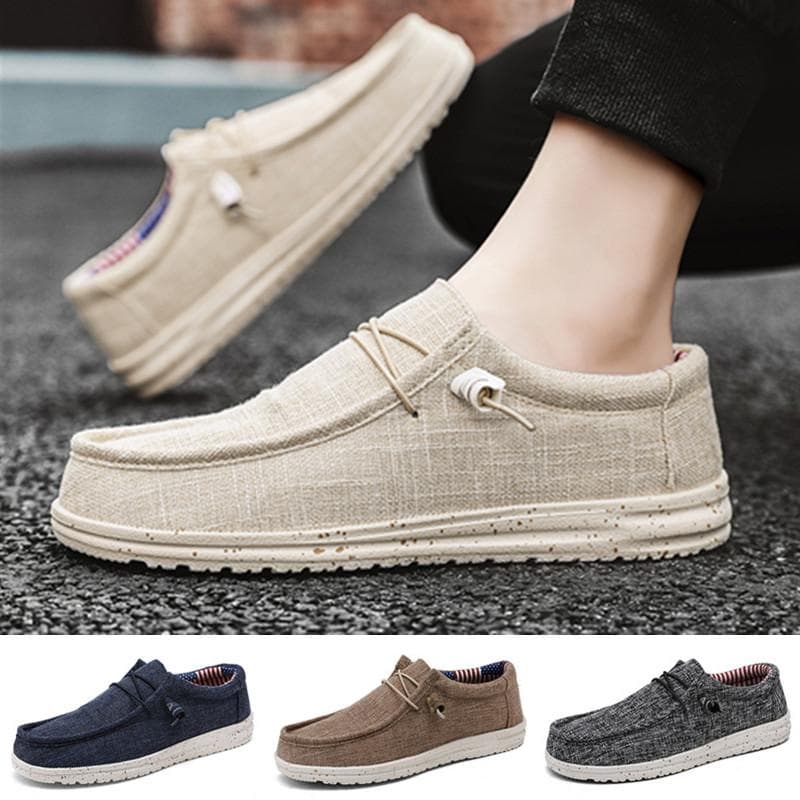 Lerret fritidssko for menn Komfortabelt utendørs fottøy for fottøy Overflate Flats Sko Loafers cm beige