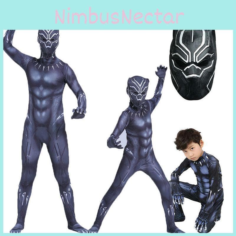 Superhelt Cosplay Jumpsuit av Premium Kvalitet Svart Panter for Voksne og Barn cm