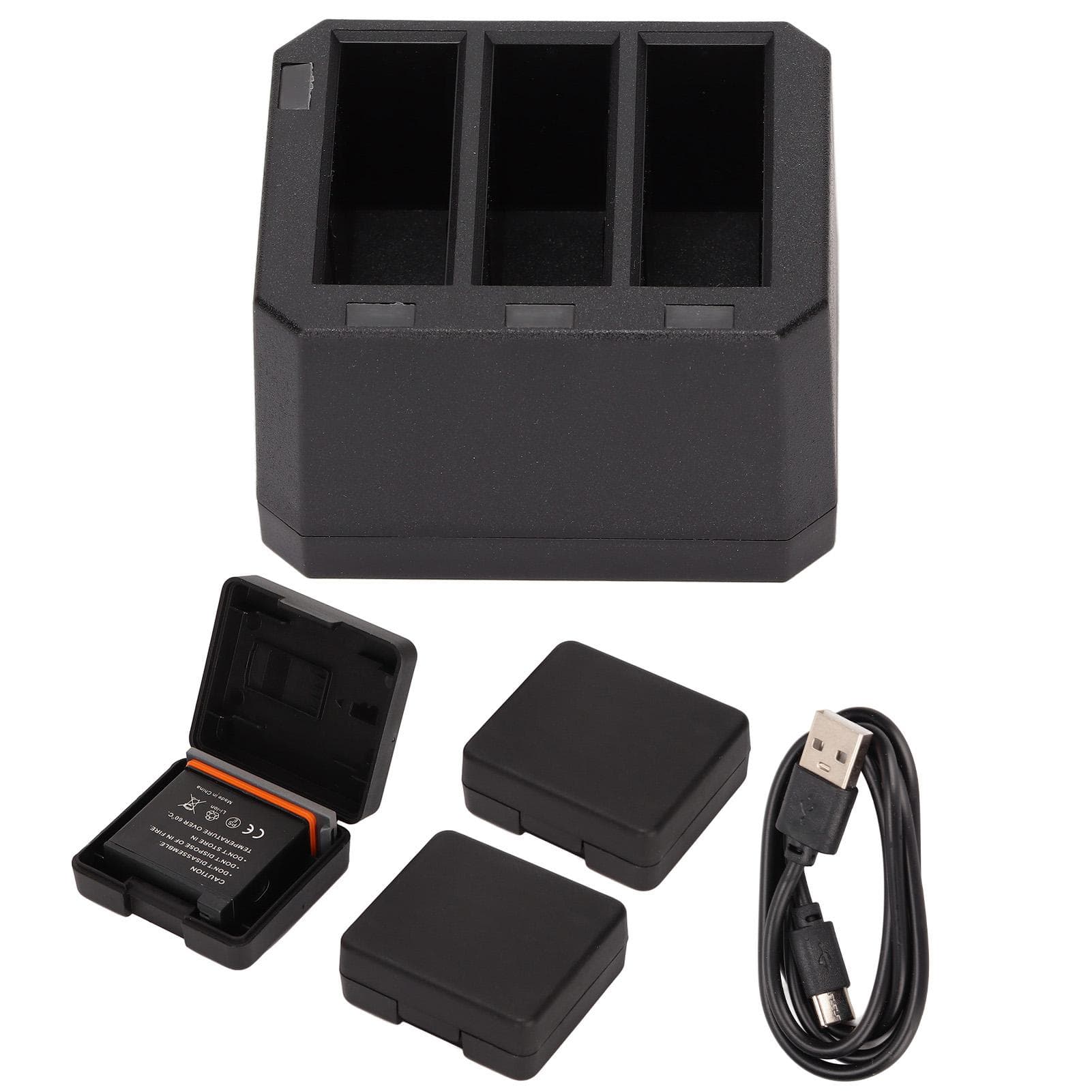 Batteriladersett for DJI OSMO Action-kamera 3 stk 1300mAh batterier og 3-kanals lader med