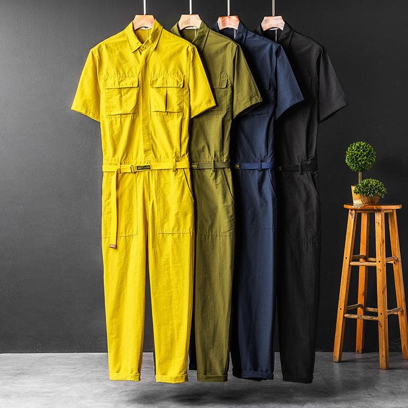 Stor størrelse for menn og kvinner sommermote Uformell kortermet jumpsuit cm Rød