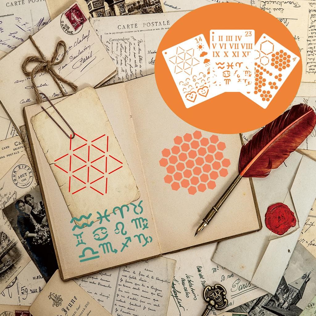 24 stk A5 Journalmaler Scrapbooking-stensiler for DIY Journalplanlegger Notatbok Graffitimaling DIY Håndverksprosjekt
