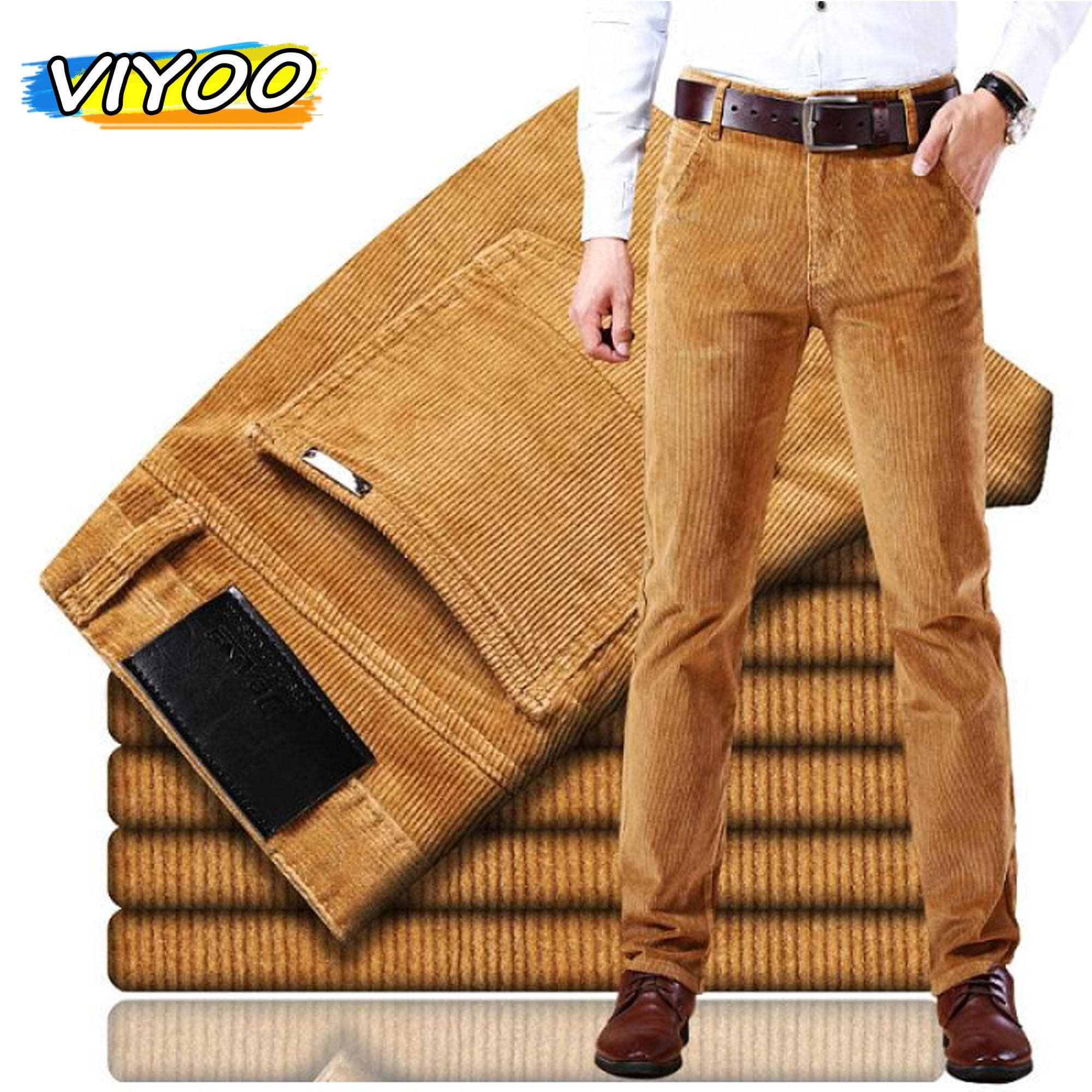 Menns høykvalitets Business Casual Corduroy-dresser Bukser Bukser Slitasjebestandig for menn Fleksibel Slimfitt elastisk teksturert menns
