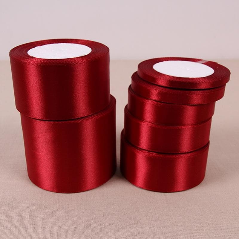 10 mm-80 mm bred polyesterkake dekorerende satengbånd cm vinrød farge