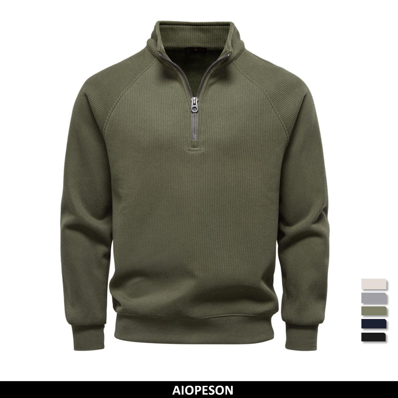 AIOPESIN Merke Menn Vinter Termisk Genser Bomull Glidelås Slim Fit Termisk Undertrøye Topp Luksus Softshell Pullover Genser cm
