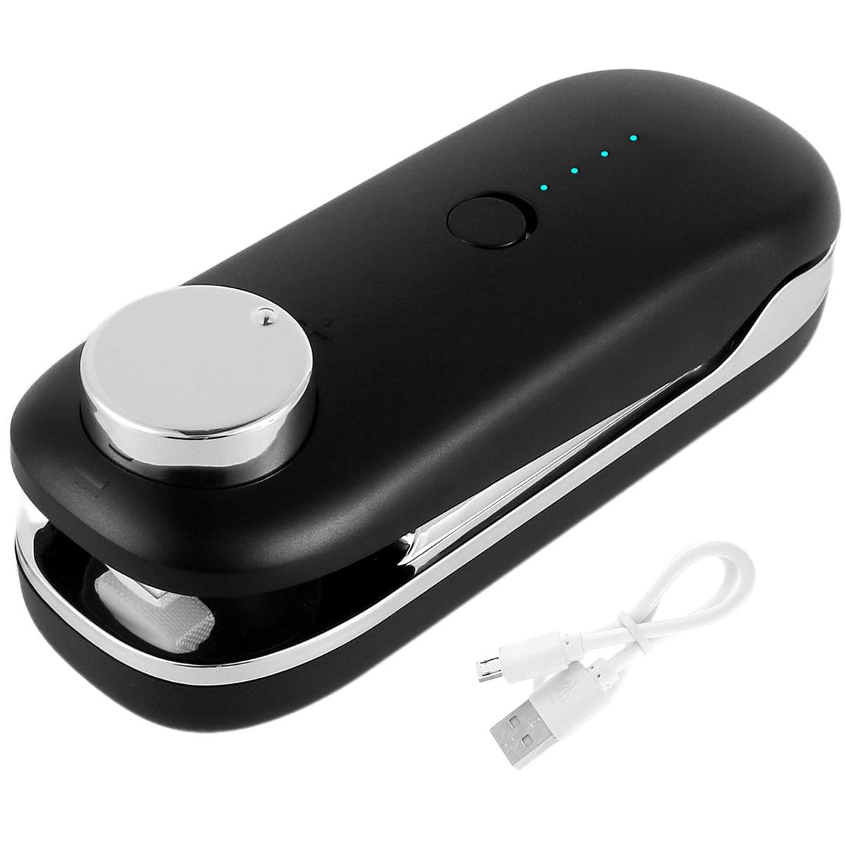 Mini Poseforsegler 1200mah 2 I 1 Håndholdt Varmeforsegler Med Kutter Og Magnet USB Oppladbar Mini Forseglingsmaskin Bærbar Snacks Svart