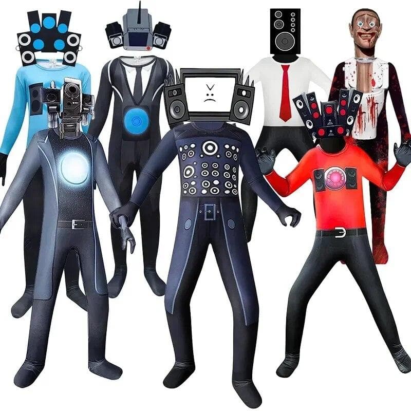 Skibidi Toalett Kostyme Spill Cosplay Høyttaler Mann TV Mann Bodysuit Jumpsuit Mask Cosplay Halloween kostymer for menn Barn cm