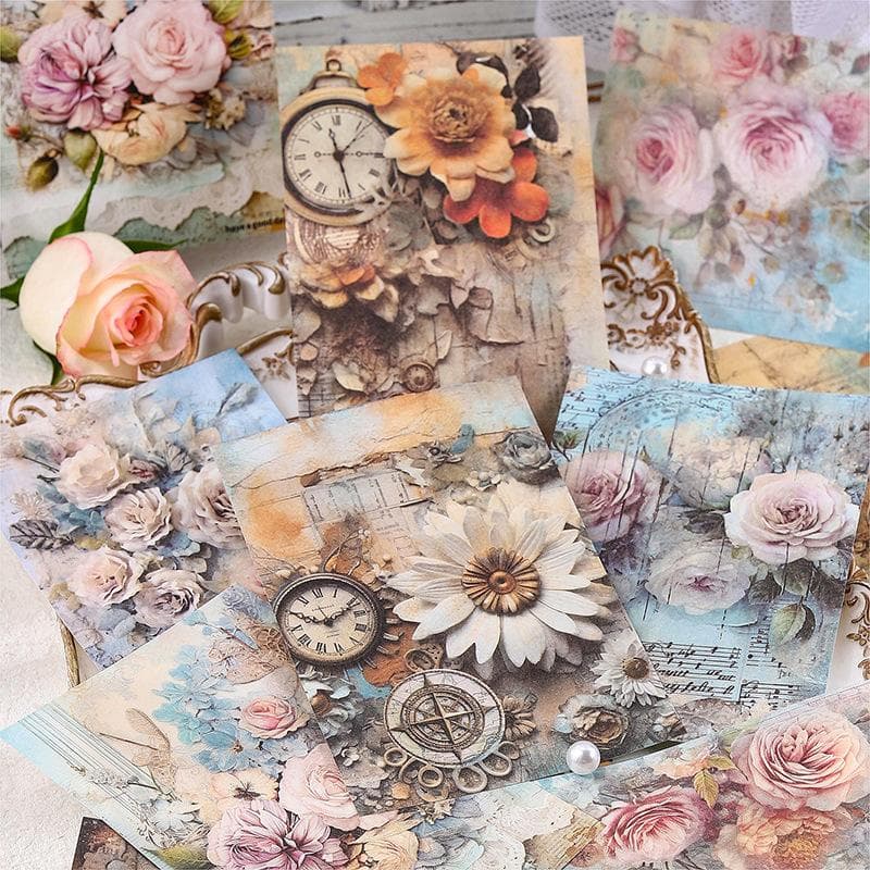 30 stk/parti Vintage INS Blomster Plante Dekorativt papir håndlaget DIY Scrapbooking Kreativitet Bakgrunnspapir