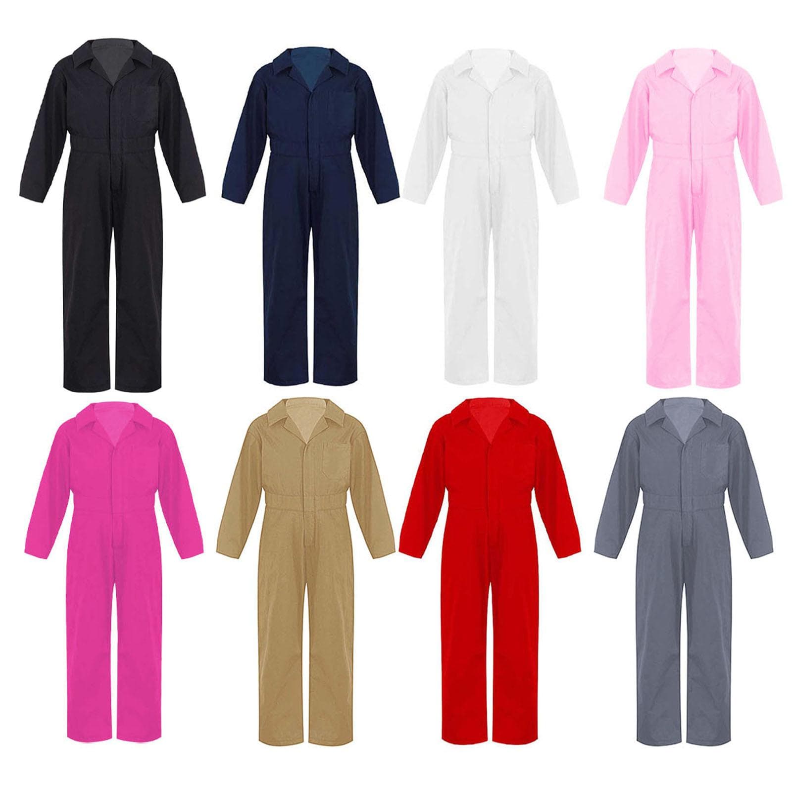 Barn Gutter Langermet Turndown Krage Cargo Kjeledress Jumpsuit Halloween Cosplay Dress Up cm Svart