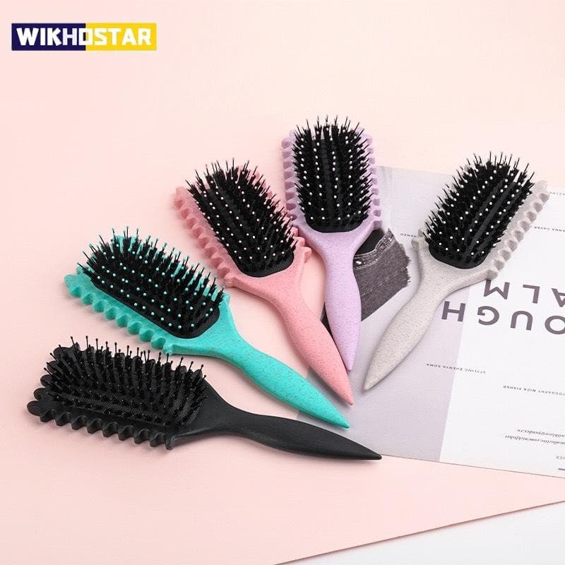Salong styling krøllet hår styling børste krøllet hår børste for å gre og forme krøller for menn og kvinner Reduser trekkverktøy Grønn