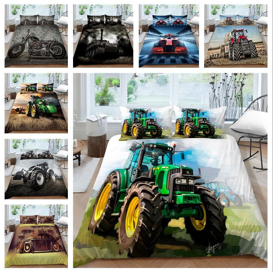 3D Traktor Sengesett Luksus Biltema Dynetrekk og Putetrekk 2/3 AU/EU/DE/US Full Size Sengesett