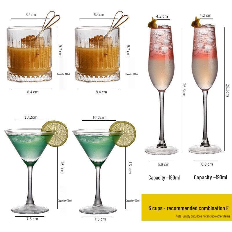 Bóyìduō Estetisk Glass Cocktail- og Collinsglass Sett