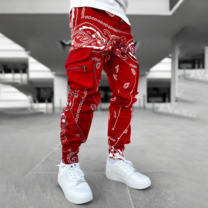 Hip Hop Printing Bukser Menn Bukser Mote Streetwear Joggebukser for menn Joggere High Street Loose Cargo Bukser Menn cm Blå