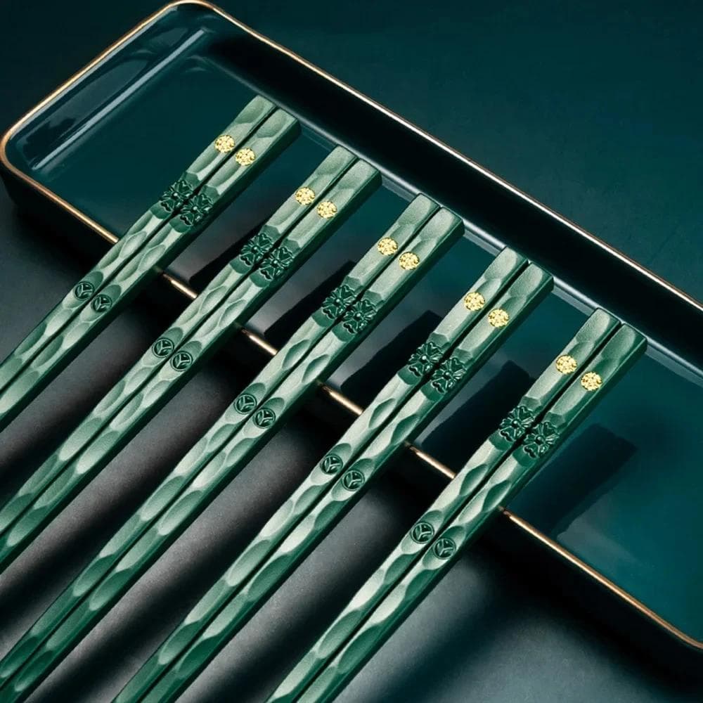 5 par japanske spisepinner sushipinner gjenbrukbare metall koreanske spisepinner sett sunn legering servise palillos chinos