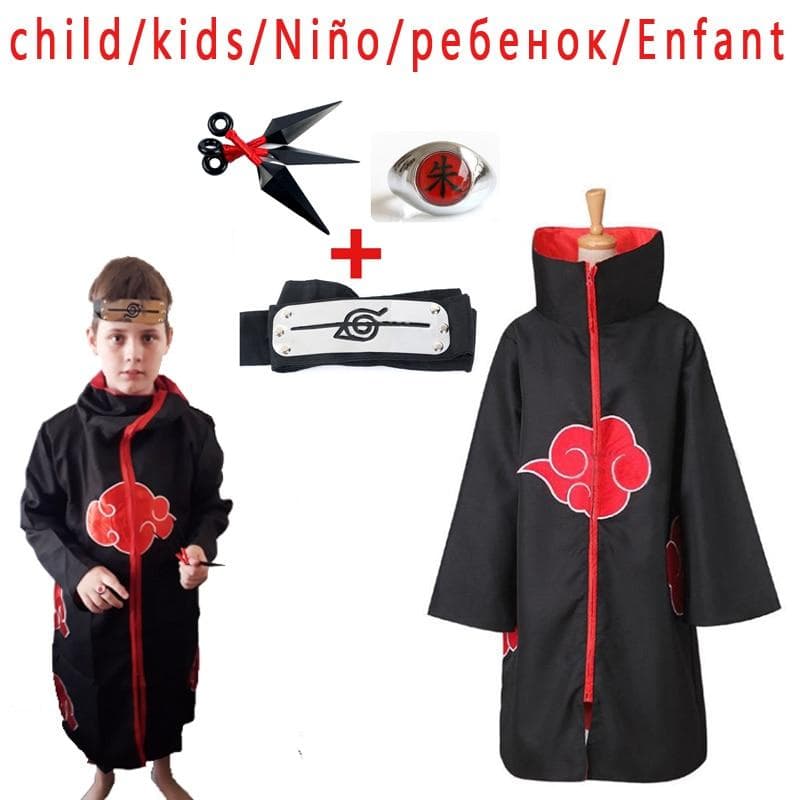 Barn/barn Anime Naruto Akatsuki /Uchiha Itachi Costume Cosplay Halloween Christmas Pain Cloak Cape cm