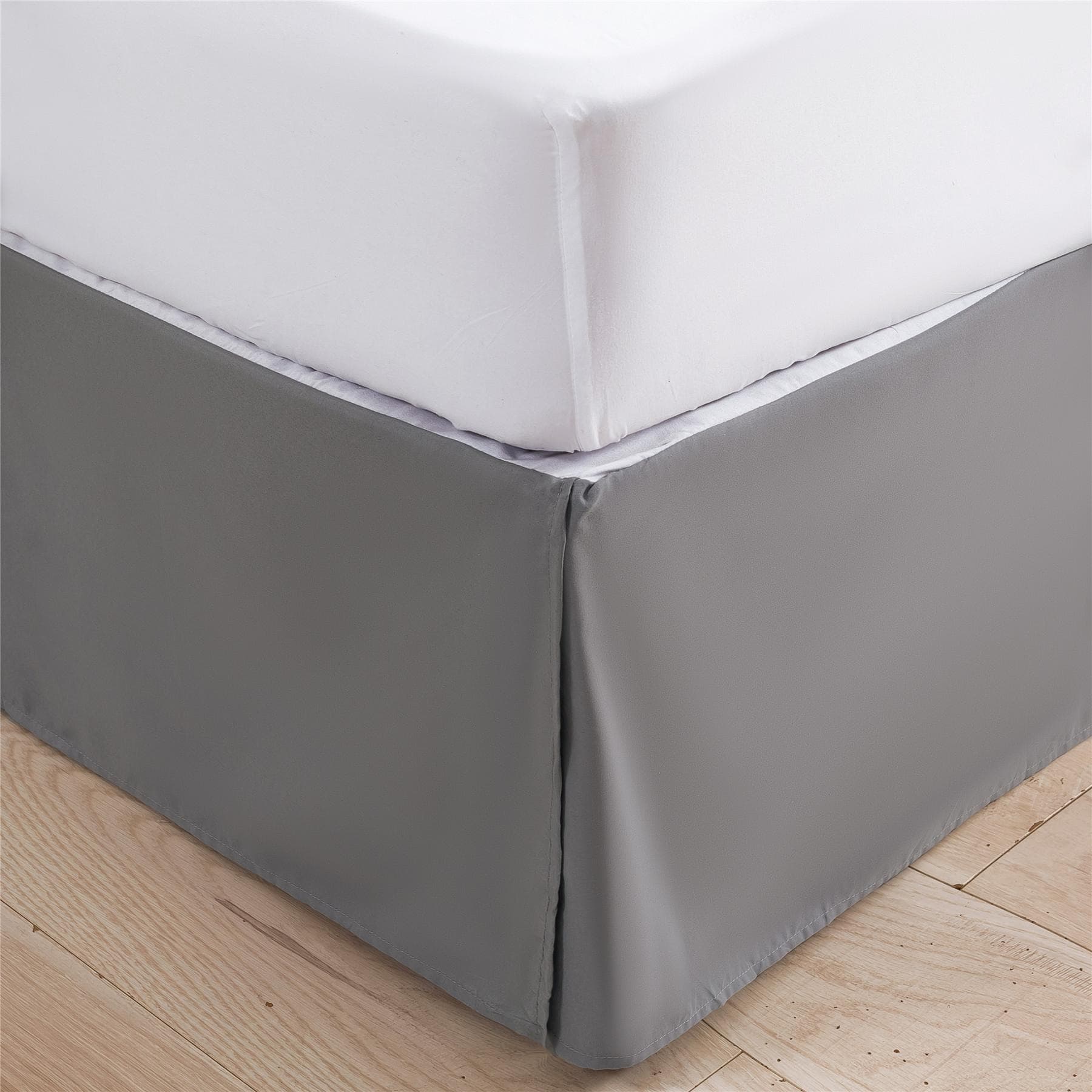 Vikle rundt støvsengskjørt - for senger i full størrelse med 19 tommer. Drop-Easy Fit Elastisk stropp-foldet sengeskjørt med børstet stoff -
