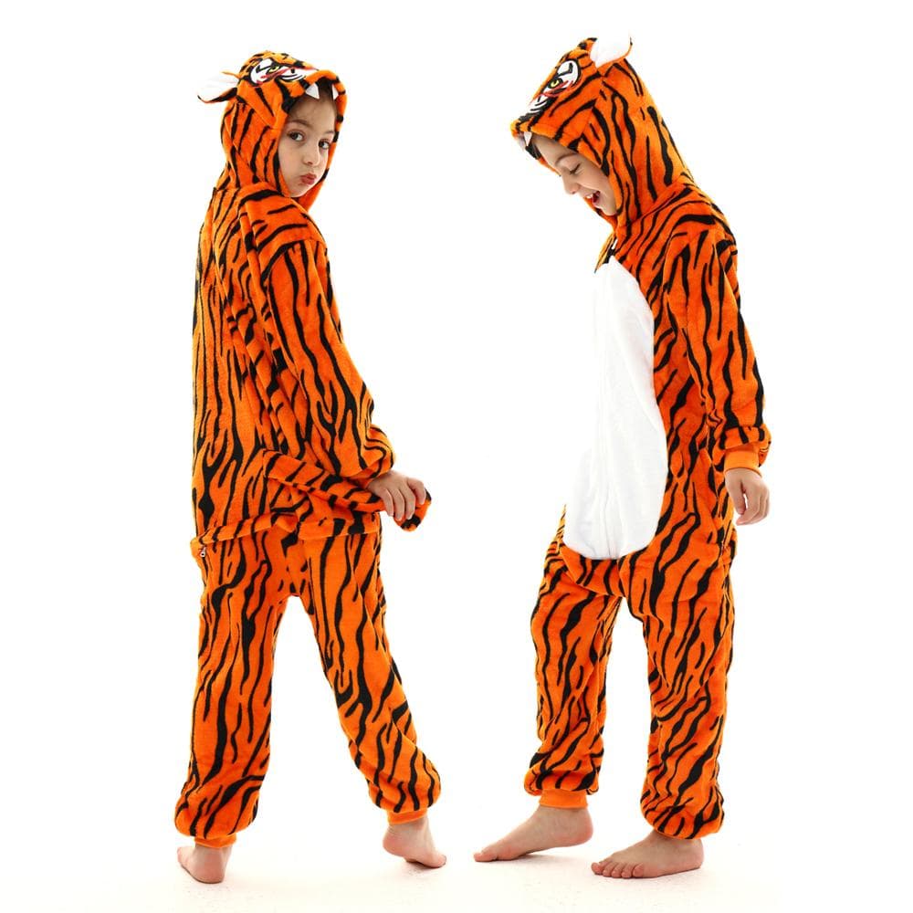 Gutter Tiger Dyre Kigurumi Pyjamas Barne Nattøy Rev Onesies Enhjørning Dinosaurus Heldragt Pyjamas Halloween Cosplay Kostyme cm