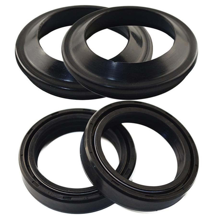 4 stk Svart Gummi Motorsykkel Frontgaffel Demper Oljetetning + Støvtetning 47x58x11mm
