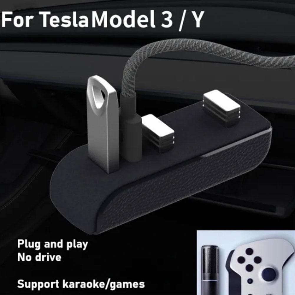 Hanskerom USB-hub for Tesla Model Y 2021-2024 2021-2023 For Dash Flash Hanskerom Dokking 4-i-1 W3I7