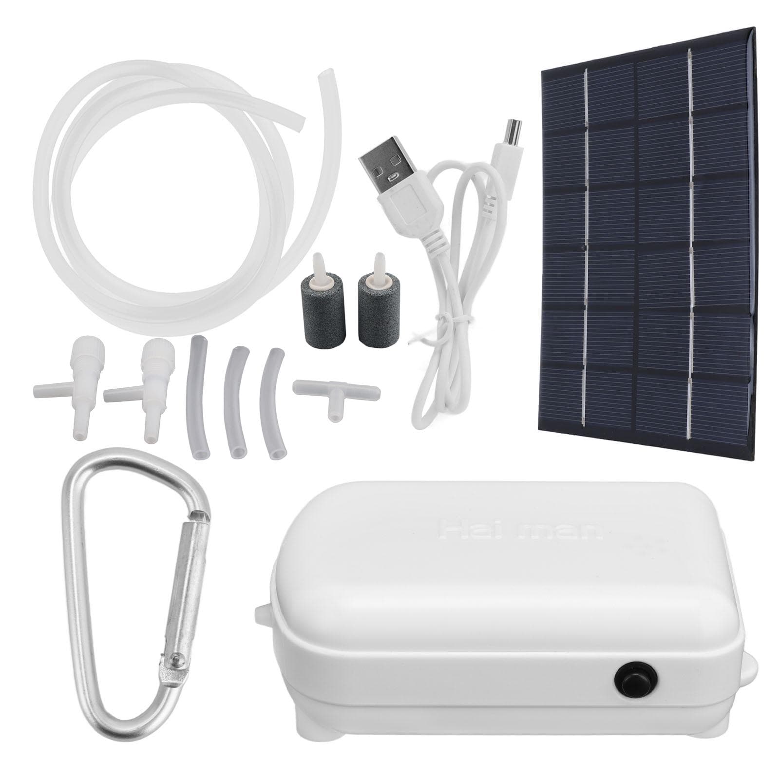 Solcelledrevet oksygenpumpe 2W 6V Innebygd 2000mAh Litiumbatteri Energibesparende Pumpe for Akvarium