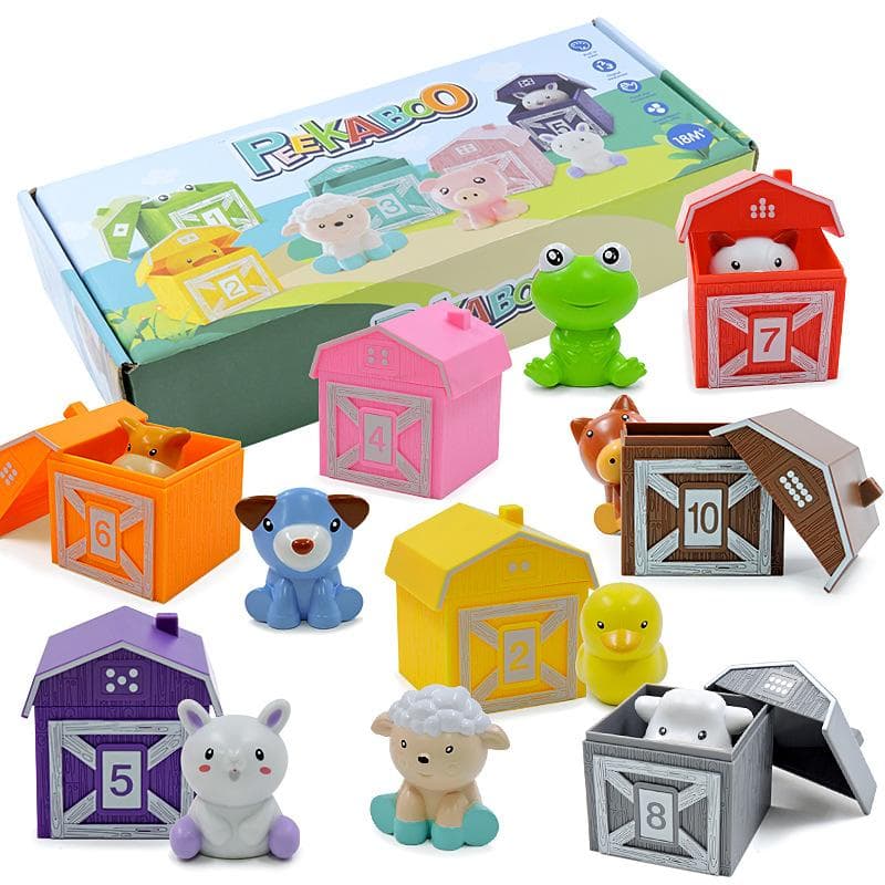 Montessori for småbarn Læreleker Telling Matching og fargesorteringssett Gårdsdyr Fingerdukker Barn Leke Peekaboo Game