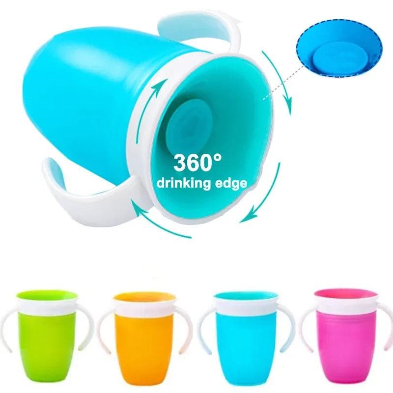 360 Grader Kan Roteres Baby Læring Drikkekopp med Dobbelt Håndtak Silikon Drikkekopp Anti-Kvelnings Drikkekopper cm Grønn