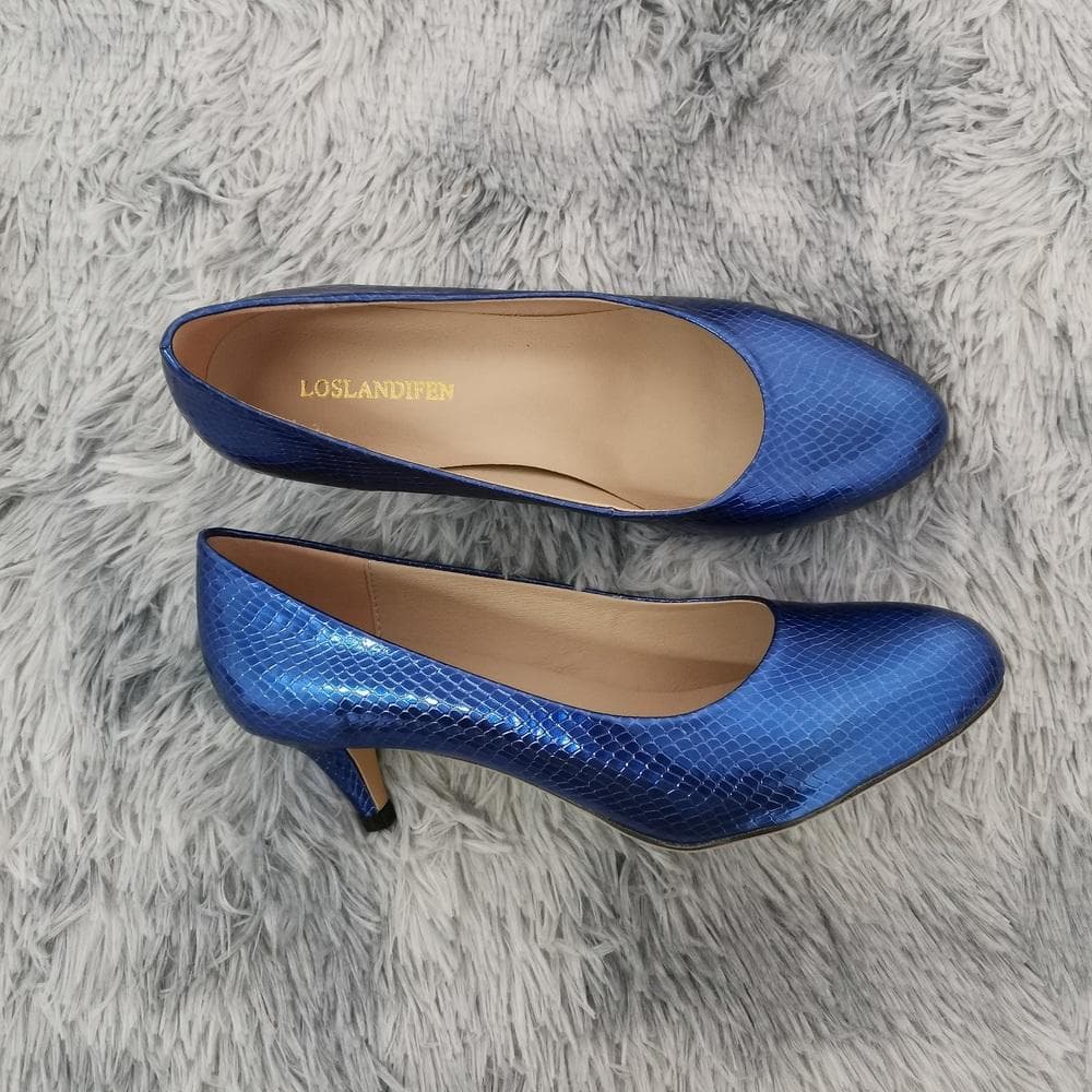 LOSLANDIFEN Damesko Dame Pumps Nye Solid Spissen Høye hæler Dame Zapatos Mujer Kontor Sko med middels hæl cm lys rosa