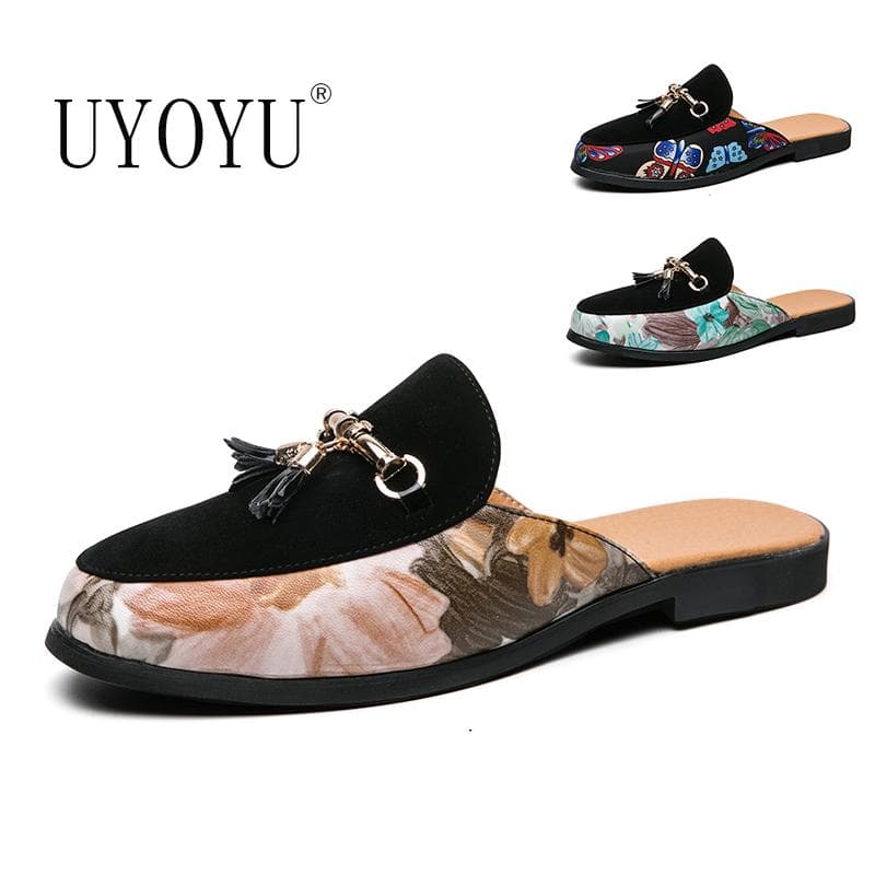 Mote Luksus Italiensk Merke Designer Herre Sommer Loafers Sandaler Casual Lær Business Halvsko for Menn Mules Mann Slides Tøfler cm