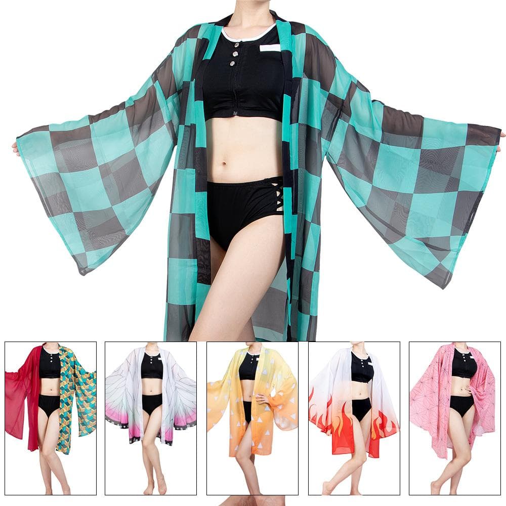 Haikyuu Tanjirou Rengoku Kochou Shinobu Zenitsu Cosplay Cover Up Anime badedrakt stil badedrakt Nezuko Shinobu badetøy cm