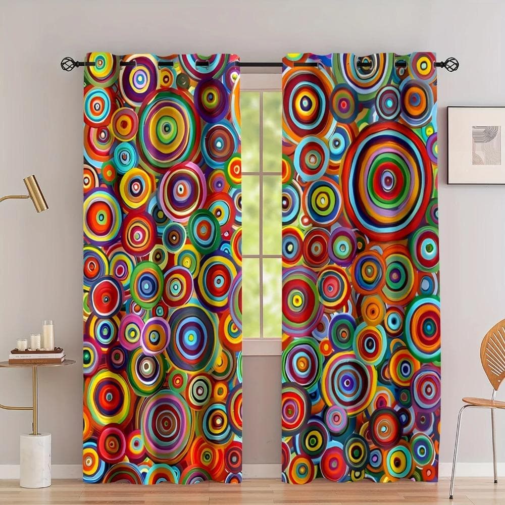 2-delt Boho Livlig Farge Chic Geometrisk Gardiner Lysfiltrerende for Stue Soverom Kjøkken Stilig Estetisk Gardin