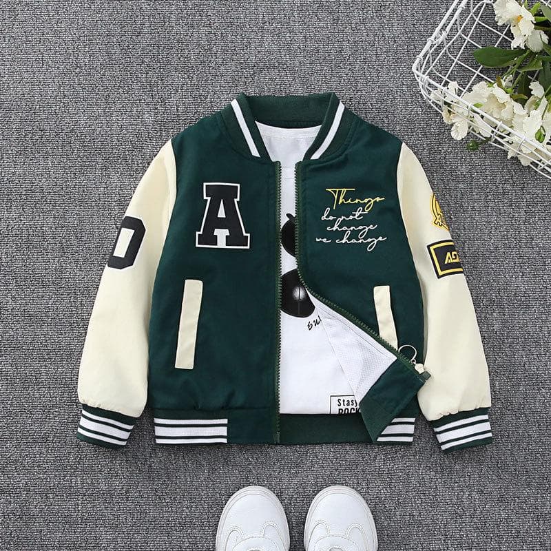 Guttejakke Baby Fritid Tynn baseballuniform barnejakke cm Grønn