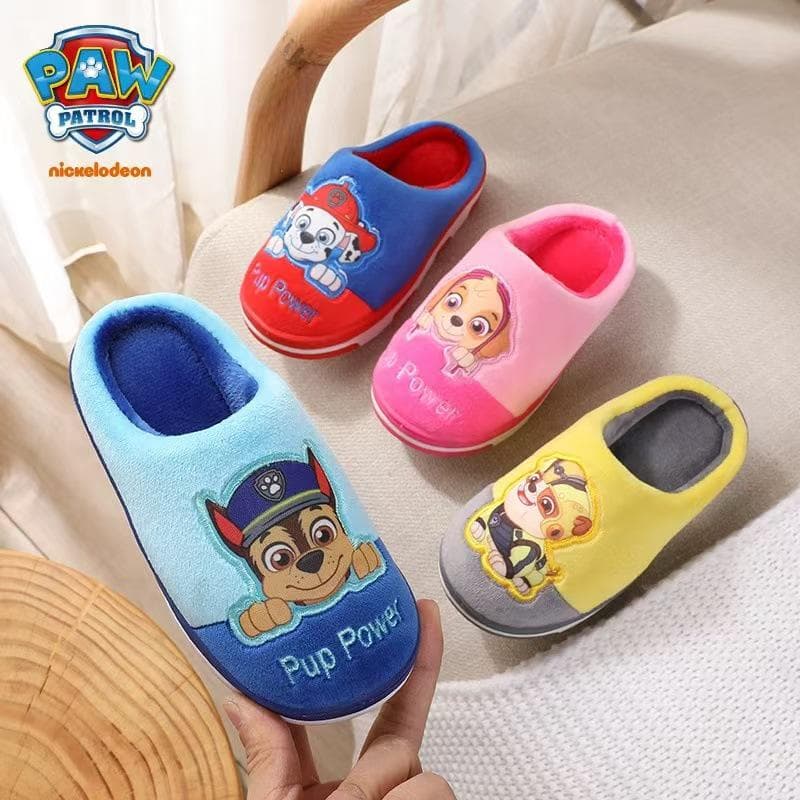 PAW Patrol Barneslippers i bomull, Tofarget plysj, Sklisikre, Slitesterke, Innendørs, Varme, Pelskledde babyslippers 21.5cm