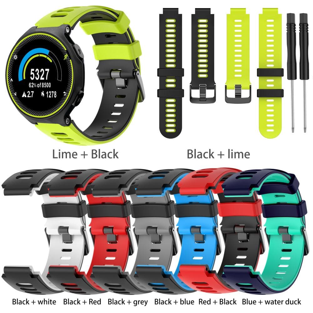 For Garmin Forerunner 735 XT 230 235 235lite 620 630 Approach S20/S5/S6 Klokkerem Tofarget silikonrem