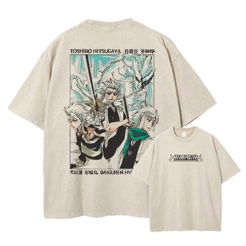 Grimmjow Aizen Ichigo T-skjorte Anime Vintage Vasket T-skjorter Streetwear Rukia Kenpachi Manga Løse Y2k Kortermet Topper Tees cm
