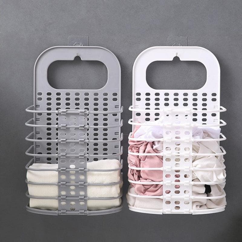 Hengende skittentøyskurv Oppbevaringskurver Holder Organizer Beholder Lokk Veggmontering Drenshull Barnerom Stue beige