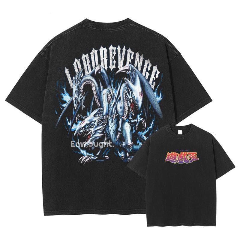 Yu Gi Oh T-skjorte Anime Manga Vintage Vasket T-skjorter Topper Sommer Oversized Kortermet Bomulls T-skjorte Mann Unisex Casual Streetwear cm