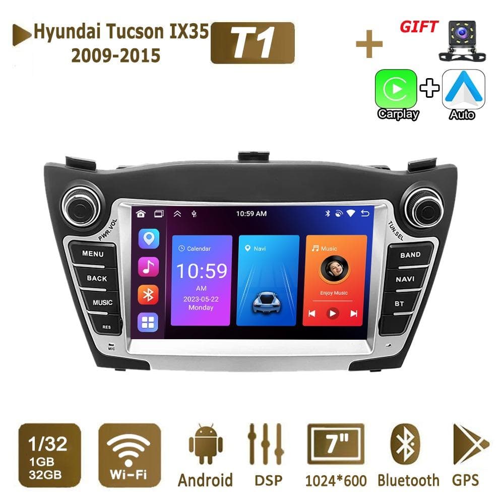 7 tommer Bilradio Android for Hyundai IX35 2009-2015 Auto Multimedia Stereo Navigasjon 1+32GB