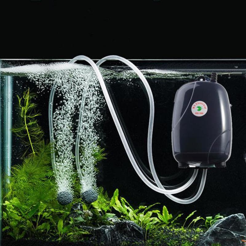 Minikompressor 220V fisketank akvariefilter Enkel dobbel utløp tilbakeslagsventil Tube oksygenluftpumpe