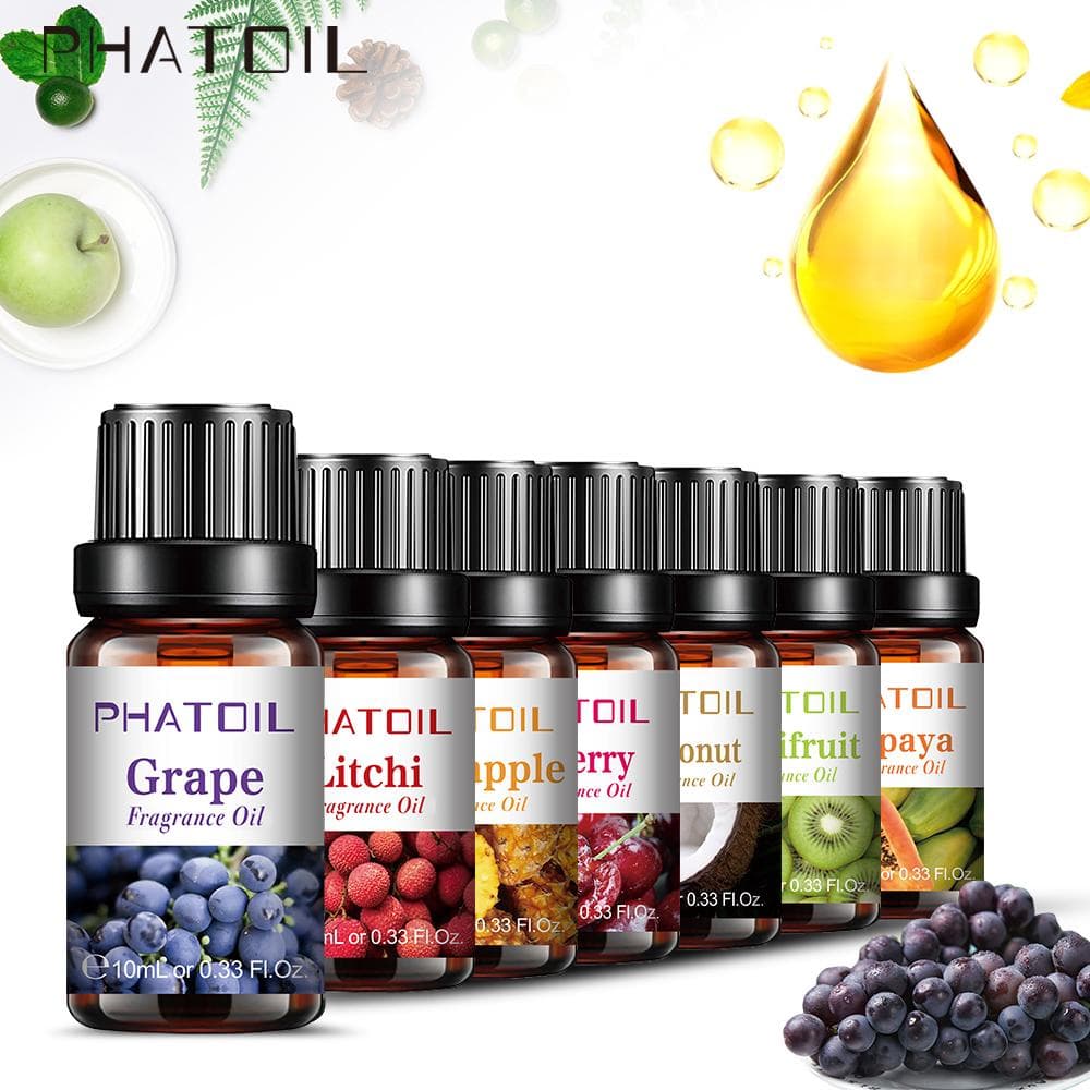 PHATOIL 10ML Ananas Pære Drue Kiwi Frukt Duft Oljer for Diffuser Aroma Sunn Beroligende Air Fresh Care DIY Frukt Parfyme