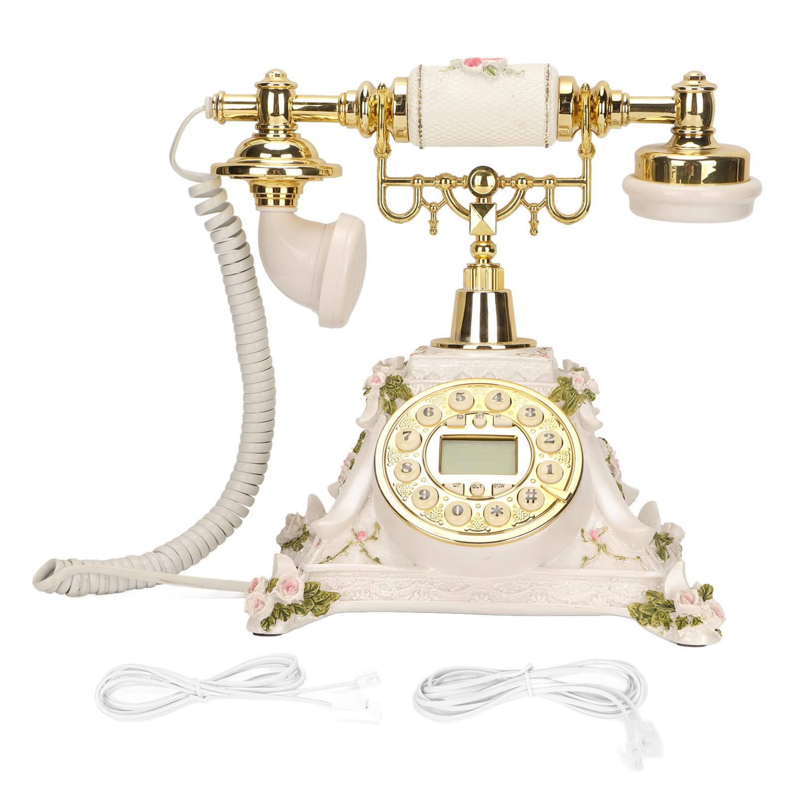 Vintage telefonknapp oppringing håndfri gammeldags fasttelefon med LCD-skjerm for hjemmekafé