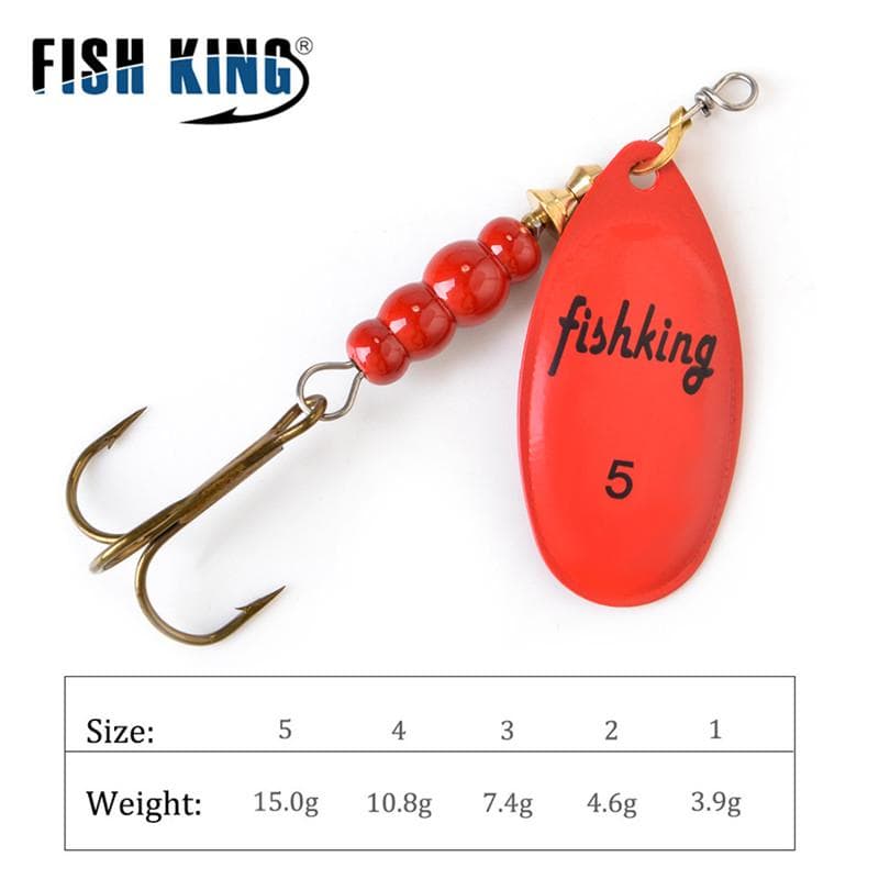 FISH KING Spinner Agn 3,9g 4,6g 7,4g 10,8g 15g Skjelokk gjedde Metall Med Diskantkroker Kunstig Bass Agn Fiskelokk bronse