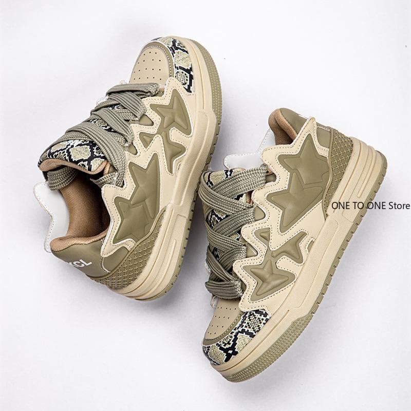Mote Herre Dame Sneakers Pluss Størrelse 41 42 Dames Fritidssko Stjerner Klumpete Sneakers Kvinne Tykk Såle Sportssko Brødsko cm Hvit