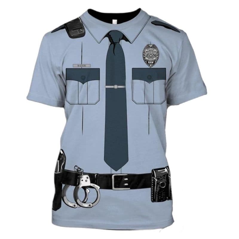 Sommer T-skjorter for menn 3d Police Uniform Print O-hals Kortermet mote Cosplay Klær Oversized Streetwear Topper T-skjorter cm