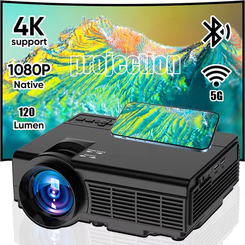 Kraftig bærbar projektor 4k 1920*1080P HD-oppløsning Intelligent kontroll 5G WiFi BT5.0 hjemmekino utendørs film LED-projektor