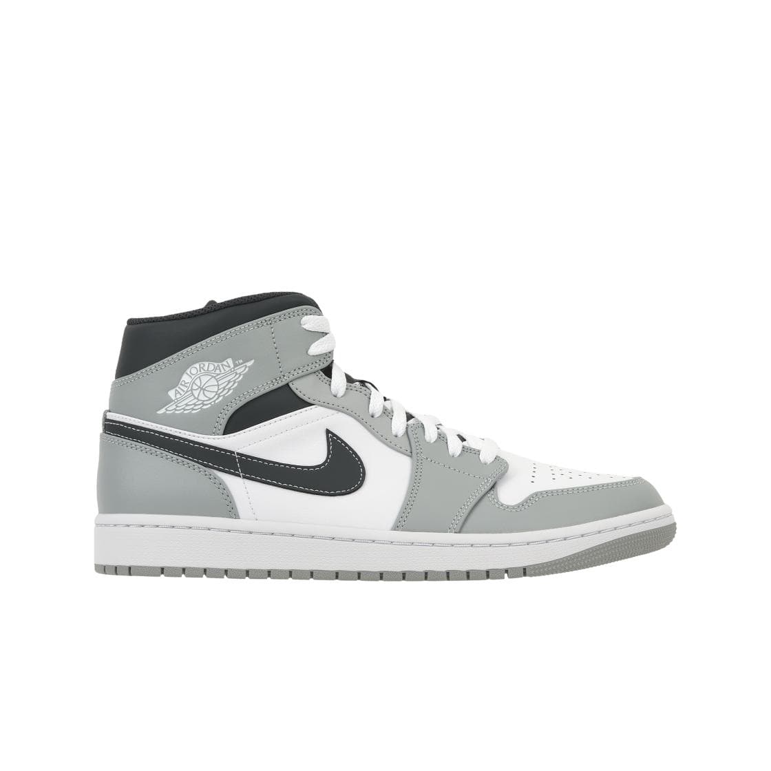 Air Jordan 1 Mid Light Smoke Grey Herre Sneakers Antrasitt Hvit 554724-078 cm