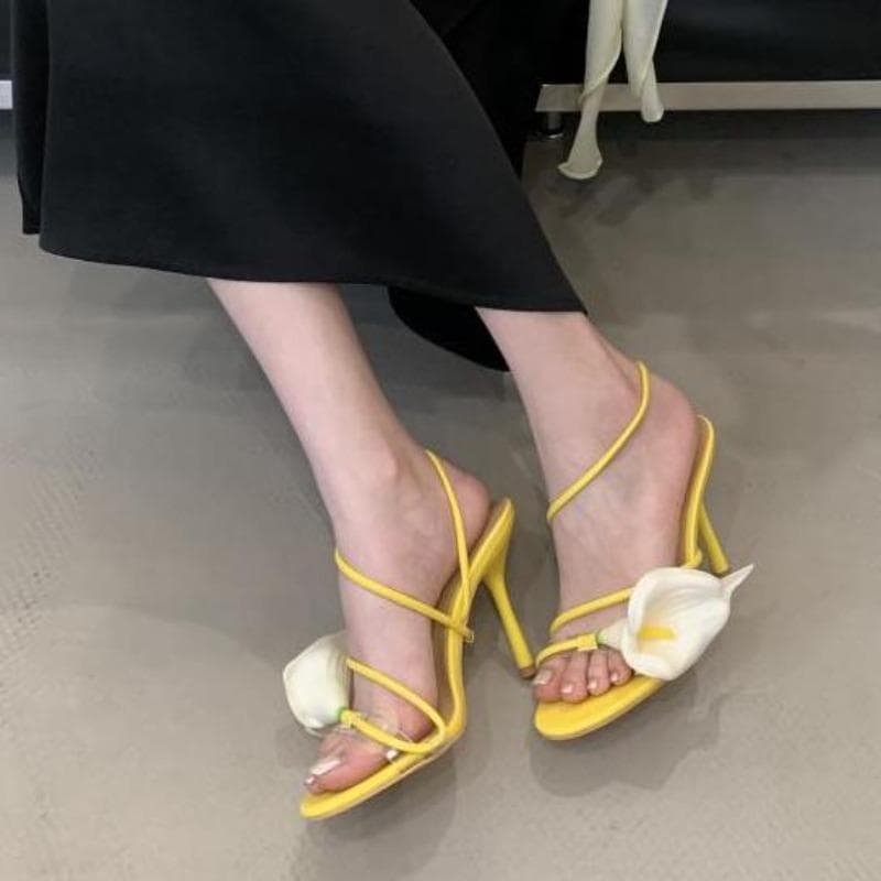 Mote Sexye PVC Gjennomsiktige Blomster Smal Rem Dame Sandaler Gatestil Špen Tå Tynne Høyhælte Fest Ball Sko Zapatos De Mujer cm Grønn