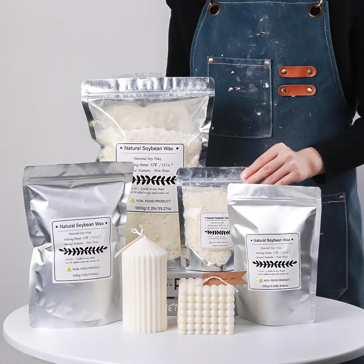 500g/1kg Ren Soyavoks Parafinmateriale Pre-Soyavoks-Kjerne Pigmenter Aromaterapi Ren Parafinvoks DIY Håndlagde Lys Håndverk