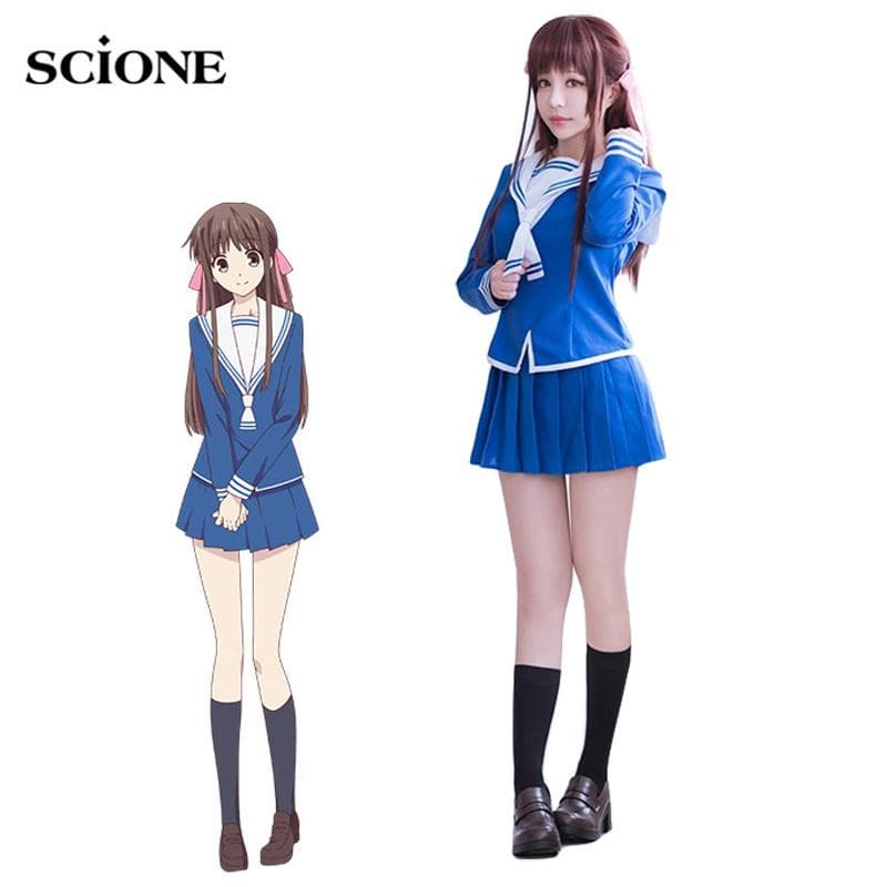 Anime Fruits Basket Cosplay Costume Tohru Honda Cosplay JK Girl School Uniform Sailor Costume Toppskjørt cm